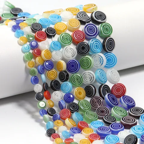 Millefiori Glass Beads For Jewelry Making Heart Round Square Colorful Lampwork Loose Beads DIY Bracelet Necklace Accessory