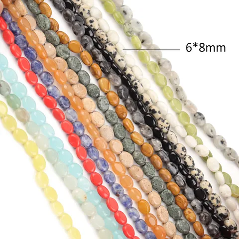 Naturstein Oval Lose Perlen Glatt Poliert Flach Halbedelstein Strang Perlen Für DIY Armband Halskette Schmuckherstellung Handwerk Zubehör