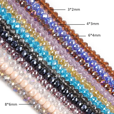 Perle in Vetro di Cristallo Sfaccettate Perle Distanziatrici Rondelle Per la Creazione di Gioielli Fai da Te Bracciale Collana Orecchini Artigianali