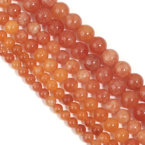 Natural Orange Sunstone Round Beads Strand For DIY Jewelry Making Necklaces Bracelets Earring Smooth Polished Loose Stone Beads