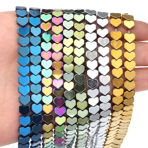 Electroplated Heart Shape Hematite Beads DIY Jewelry Findings Accessories For Necklace Bracelet Making Colorful Metallic Loose Beads