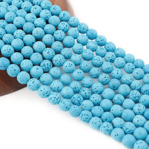 Natural Colored Lava Stone Beads Volcanic Rock Round Loose Beads For DIY Jewelry Making Bracelet Necklace Craft Accessories
