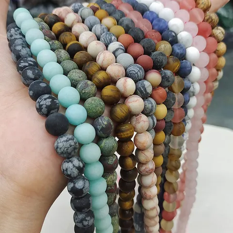 Natural Stone Round Loose Beads Frosted Matte Finish For DIY Jewelry Making Necklaces Bracelets Earrings Accessories