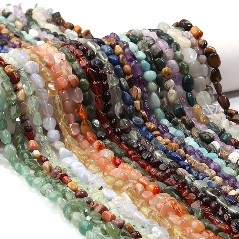 Perles Mobiles en Pierre Naturelle Agate Cristal Ovale Irrégulier Poli Percé Fil pour Fabrication de Bijoux DIY Bracelet Collier Composants Vente en Gros