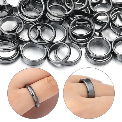 Hematite Non-Magnetic Ring Band Round Arch Hematite Stone Ring For Women Men DIY Jewelry Making Supplies Accessories Stone Pendant Ring