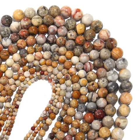 Natural Crazy Lace Agate Round Loose Beads Polished Gemstone Spacer Beads For DIY Jewelry Making Bracelet Necklace Crafting