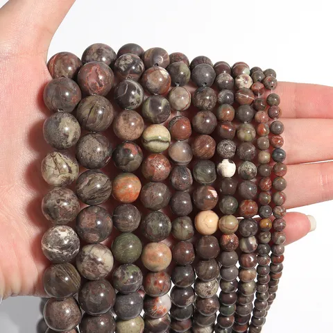 Natural Flower Agate Loose Beads Polished Round Stone Beads For DIY Jewelry Making Bracelet Necklace Accessories Craft Materials