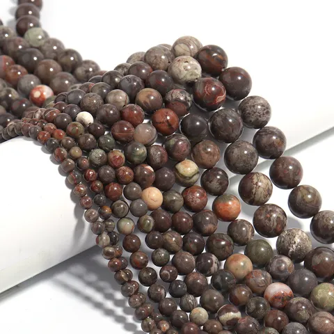 Natural Flower Agate Loose Beads Polished Round Stone Beads For DIY Jewelry Making Bracelet Necklace Accessories Craft Materials