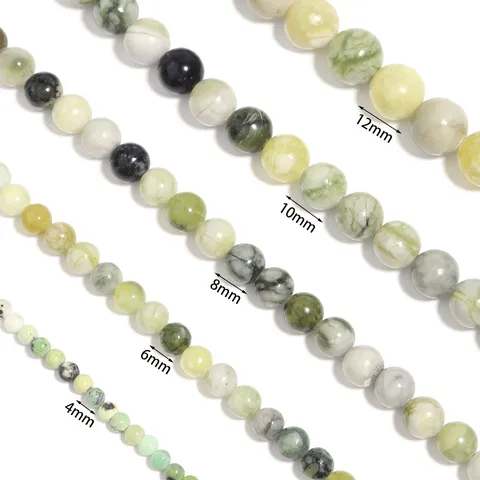 Natural Australian Jade Round Loose Beads Polished Green White Stone Beads For DIY Jewelry Bracelet Making Findings Materials