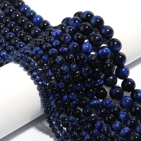 Natuurlijke Gepolijste Blauwe Tijgeroog Ronde Losse Kralen Gladde Steenkralen Voor DIY Sieraden Maken Armband Ketting Accessoires