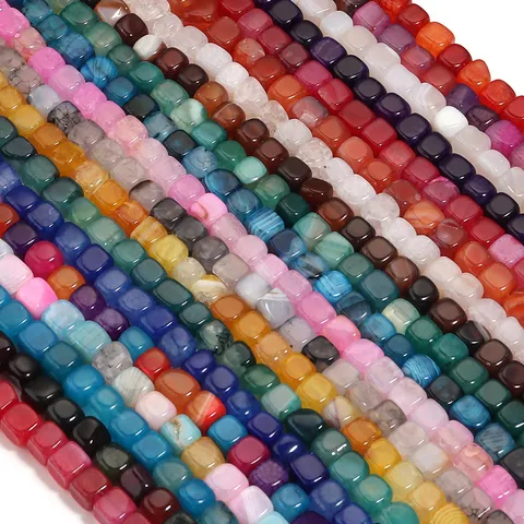 Square Dragon Vein Agate Stone Beads For DIY Jewelry Making Bracelet Necklace Accessories Polished Natural Stone Beads