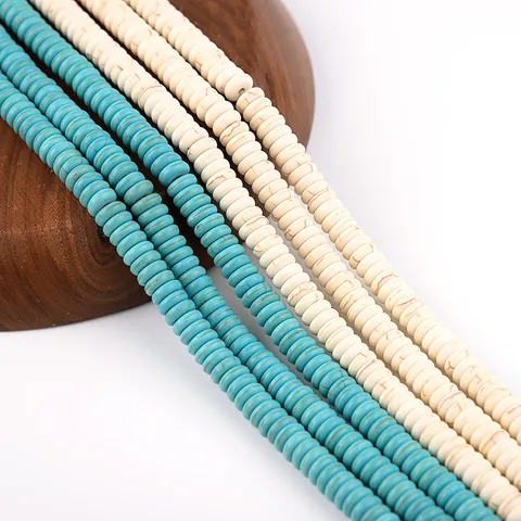 Synthetische Türkis Scheibenperlen Runde Kante Flache Perlen Abstandsperlen Lose Perlen Für Handgemachte DIY Halskette Armband Schmuckherstellung