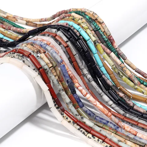 Natürlicher Kristall Halbedelstein Röhrenperlen Gebohrt Zylinder Quarz Achat Lose Perlen Für DIY Schmuck Armband Herstellung Grosshandel