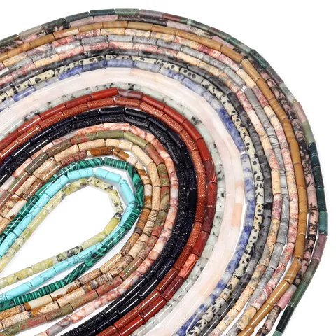 Natürlicher Kristall Halbedelstein Röhrenperlen Gebohrt Zylinder Quarz Achat Lose Perlen Für DIY Schmuck Armband Herstellung Grosshandel