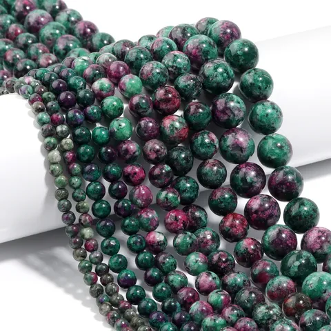 Natural Ruby In Zoisite Loose Beads Round Drilled Gemstone Smooth Ball Beads For DIY Jewelry Making Bracelets Accessories