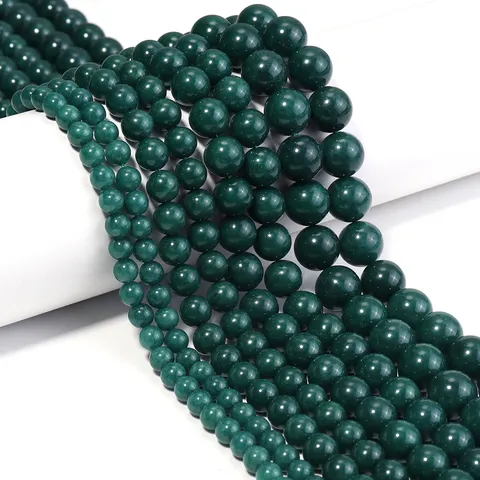 Dark Green Chalcedony Natural Stone Round Loose Beads Royal Blue Cat Eye Glass Beads For DIY Jewelry Making Necklaces Bracelets Earring Accessories