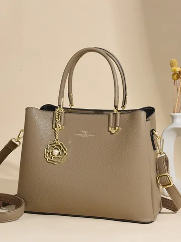 Women Large Capacity Tote Bag PU Leather Casual Single Shoulder Crossbody Handbag Fashion Commuter Top Handle Bag