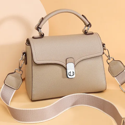 Genuine Leather Handbag Women Casual Versatile Large Capacity Shoulder Bag High-End Cowhide Small Square Bag