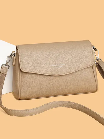 Women Fashion PU Leather Crossbody Bag Urban Minimalist Small Square Shoulder Bag Casual Daily Handbag Purse