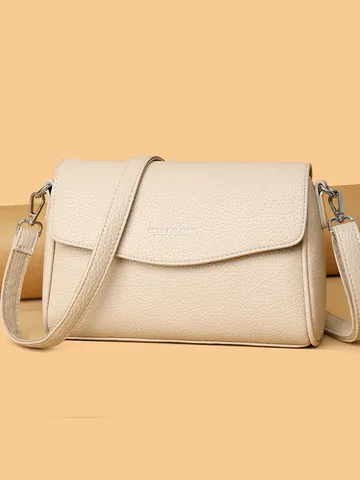 Women Fashion PU Leather Crossbody Bag Urban Minimalist Small Square Shoulder Bag Casual Daily Handbag Purse