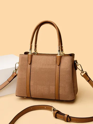 Women Large Capacity Tote Bag Casual Commuter Shoulder Bag Fashion Solid Color Woolen Fabric Handbag For Daily Commuting