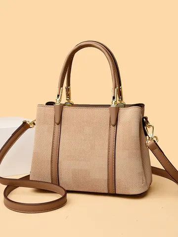 Women Large Capacity Tote Bag Casual Commuter Shoulder Bag Fashion Solid Color Woolen Fabric Handbag For Daily Commuting