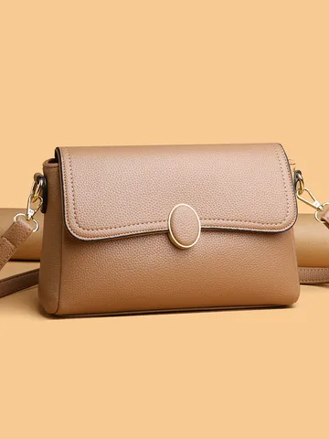 Women Fashion PU Leather Crossbody Bag Simple Casual Solid Color Shoulder Bag Daily Commuter Small Square Handbag