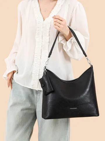 Women's Large Capacity Tote Bag Casual PU Leather Shoulder Crossbody Bag Minimalist Commuter Dumpling Bag