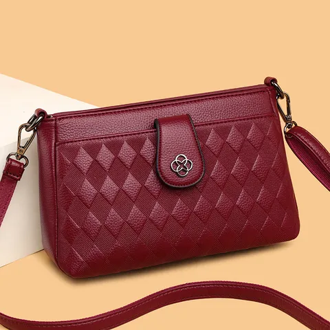 Women Quilted PU Leather Crossbody Bag Fashion Minimalist Shoulder Bag Elegant Clover Lock Handbag Daily Casual Purse
