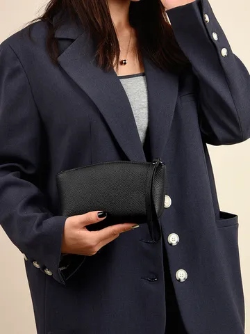 Top Layer Cowhide Leather Clutch Bag For Women Large Capacity Zipper Coin Purse Simple Casual Mobile Phone Handbag