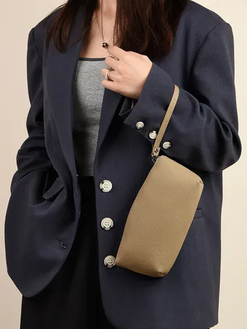 Top Layer Cowhide Leather Clutch Bag For Women Large Capacity Zipper Coin Purse Simple Casual Mobile Phone Handbag