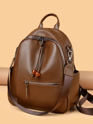 Women Fashion Anti-theft Backpack Soft PU Leather Large Capacity Travel Casual Shoulder Bag Daily School Bookbag
