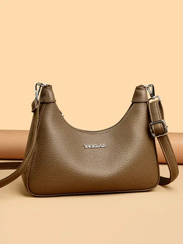 Women's PU Leather Shoulder Bag Solid Color Urban Minimalist Casual Crossbody Bag Fashion Versatile Underarm Bag