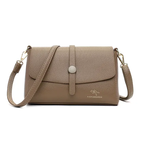 Women PU Leather Shoulder Bag Vintage Litchi Pattern Casual Crossbody Bag Solid Color Flap Daily Handbag Purse