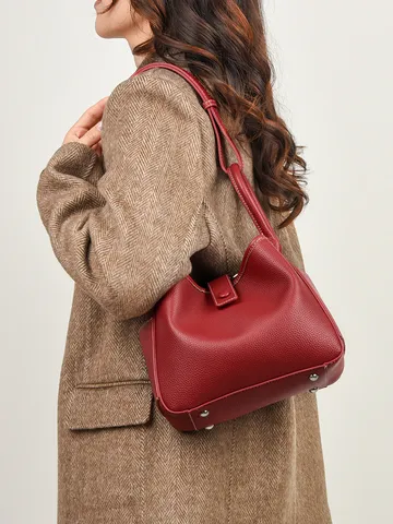 Women Pu Leather Bucket Bag Litchi Pattern Casual Commuter Shoulder Crossbody Tote Bag Fashion Handbag