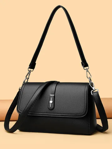 Niche Design PU Leather Small Square Bag Women Urban Minimalist Shoulder Crossbody Bag Fashion Commuter Handbag