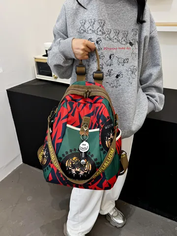 Women Fashion Printed Casual Travel Waterproof Backpack Stylish Chinese Style School Bag Large Capacity Daypack