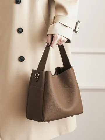 Women's Casual Soft PU Leather Bucket Bag Large Capacity Solid Color Shoulder Crossbody Handbag Daily Commuting Bag