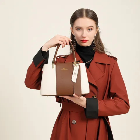Women Genuine Leather Cowhide Pattern Spliced Shoulder Bag Trendy Commuting Handbag Daily Match Fashion Purse