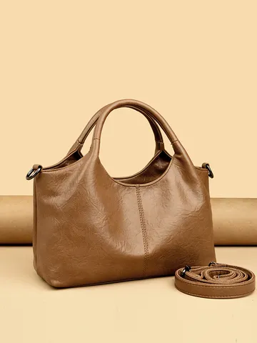 Women Soft PU Leather Handbag Casual Commuter Crossbody Bag Stylish Daily Shoulder Bag Top Handle Satchel Purse