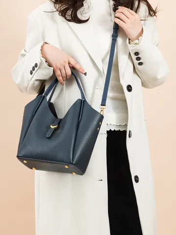 Top Layer Cowhide Litchi Pattern Bucket Bag Women Summer Casual Daily Shoulder Crossbody Handbag