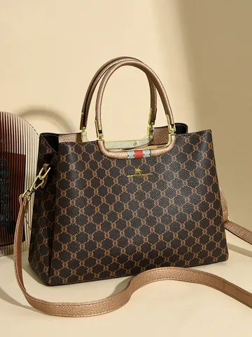 Women PU Leather Handbag Stylish Printed Crossbody Bag Casual Commuter Top Handle Shoulder Bag For Ladies Daily Use