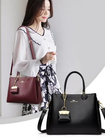 Women PU Leather Handbag Large Capacity Tote Bag Casual Daily Shoulder Crossbody Bag Wedding Bride Mother Bag