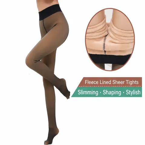 Leggings Donna Finto Traslucido Invernali Ispessiti Foderati in Pile Collant Slim Fit Effetto Pelle Caldi Pantaloni con Piedi