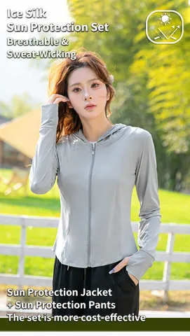 Chaqueta de Protección Solar para Mujer Ajuste Ceñido Protección UV Capucha Seda de Hielo Cremallera Yoga Abrigo Deportivo Nailon Elastano Ropa de Exterior