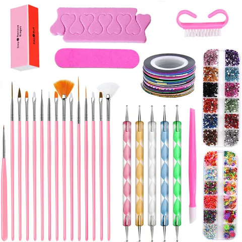 Ensemble d'Outils de Nail Art Professionnel en ABS Avec Lampe à Ongles UV LED Ponceuse Électrique Brosse Kit de Limes pour Manucure Pédicure Salon Maison Soin Femme