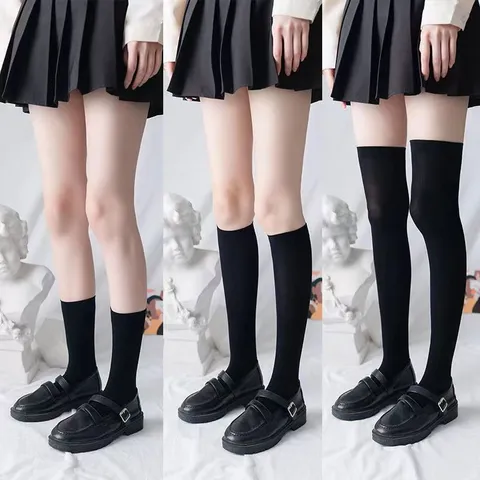 Bas Au-dessus du Genou Style JK pour Femmes Mince Velours Pression Amincissante Chaussettes Mi-mollet Hosiery pour Printemps Automne
