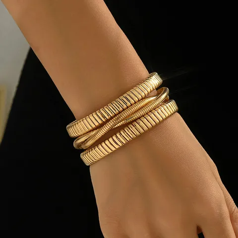 Dames Brede Meerdere Lagen Kruis Slangenketting Open Armband Punk Hip Hop Mode Metaal Hand Sieraden