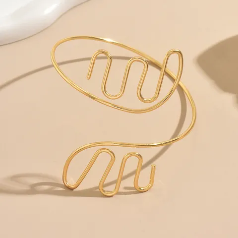 Bracciale da Braccio Trendy Oversize a Spirale in Metallo per Donna Linea Ondulata Minimalista Bracciale Aperto Punk Gioielli