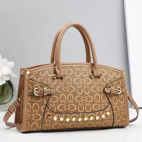 Modische PU Leder Tragetasche Damen Große Kapazität Schulter Umhängetasche Retro Print Patchwork Tägliche Handtasche